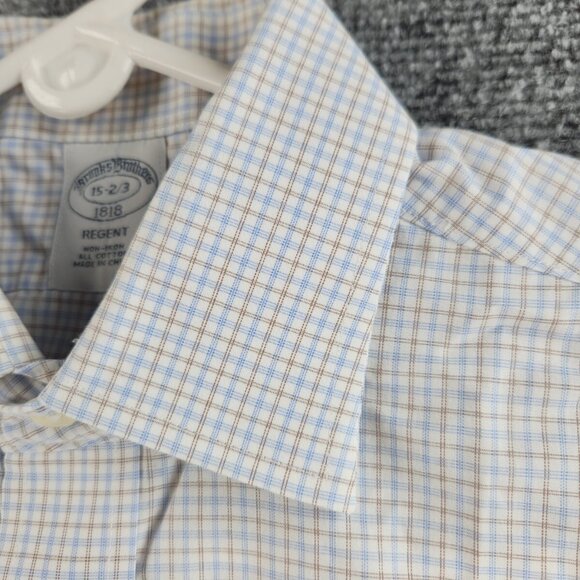 Brooks Brothers Non-Iron 15 2/3 Blue Check Cotton Regent Men Shirt Long Sleeve - Picture 7 of 16
